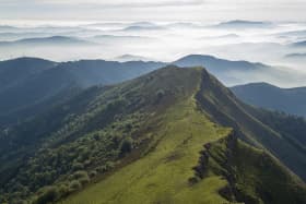 Beautiful mountainous landscape with hills and clouds